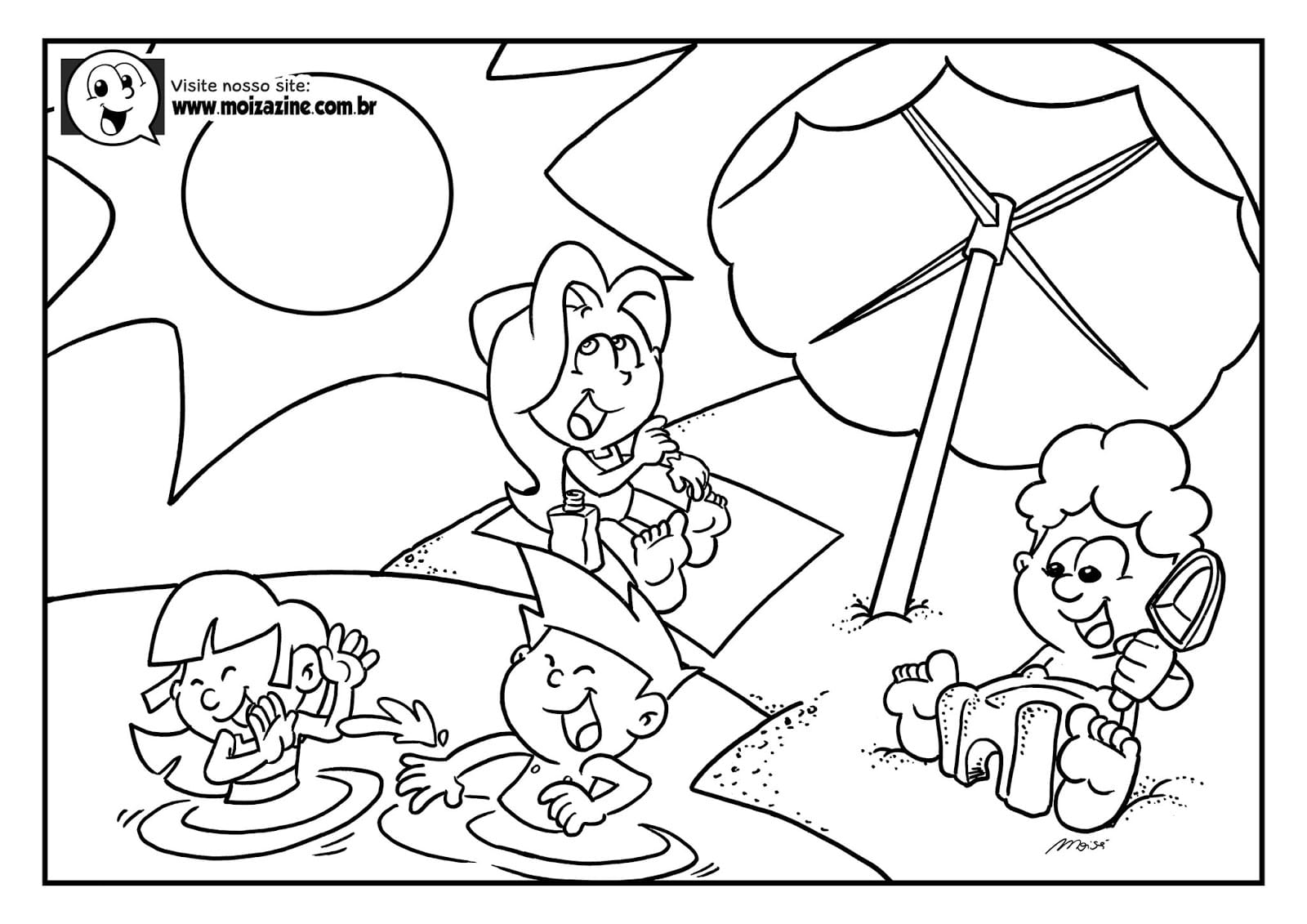 Desenho de Moizazine para Colorir com Giz de Cera Grátis