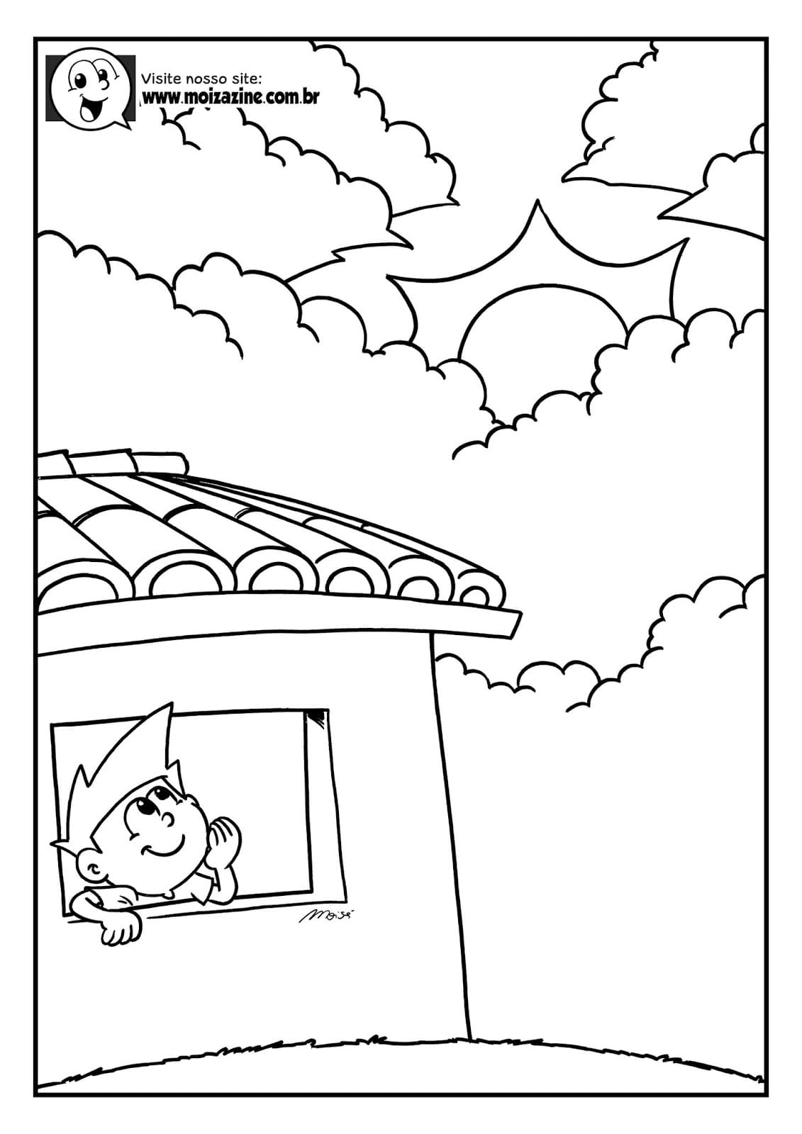 Desenho de Moizazine para Colorir com Giz de Cera Imprimivel