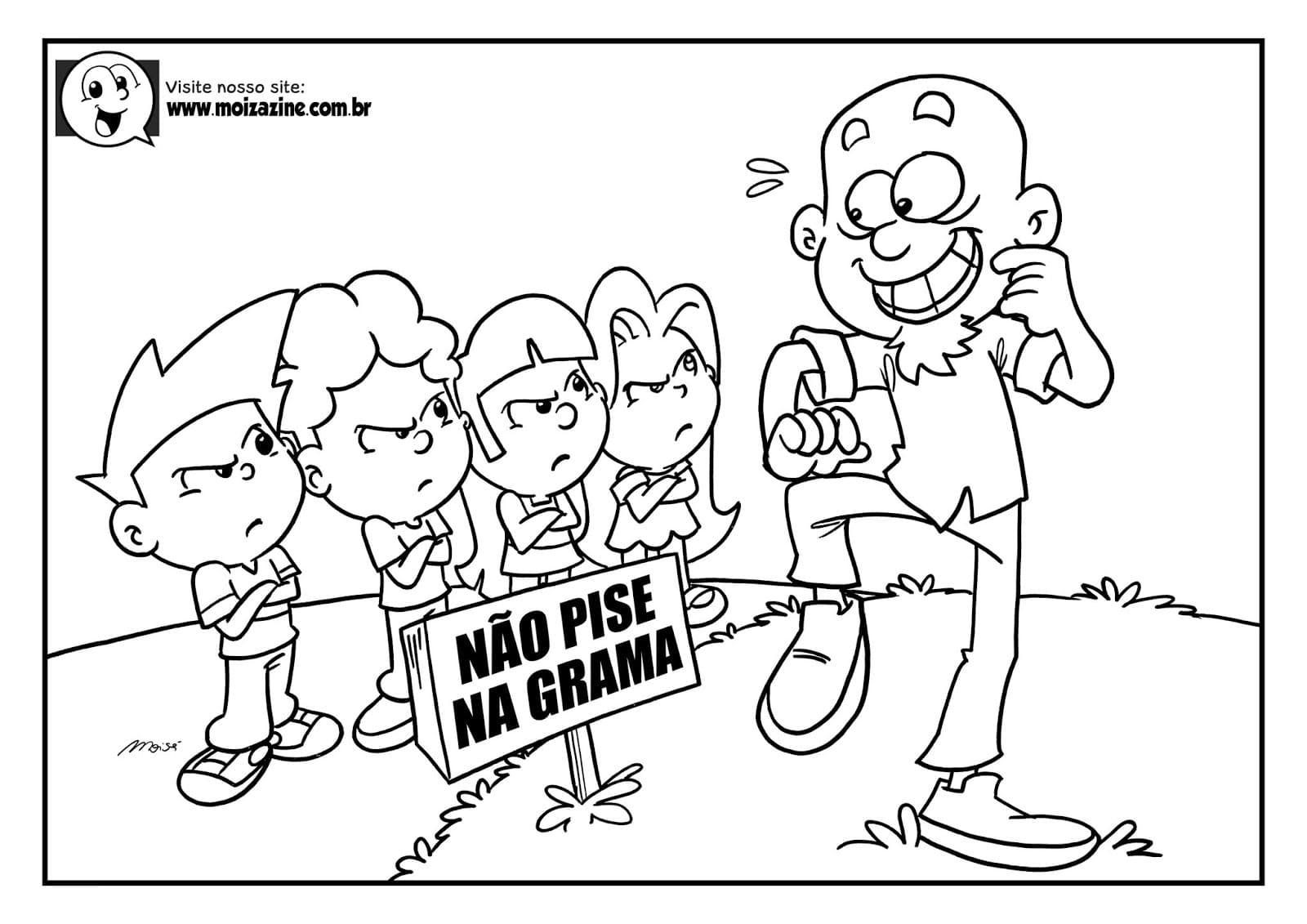 Desenho de Moizazine para Colorir com Tinta Guache Imprimivel