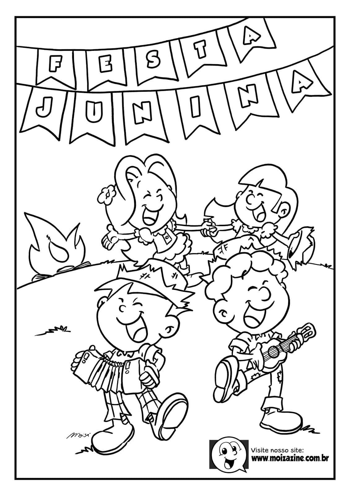 Desenho de Moizazine para Colorir com Tinta Guache Pdf