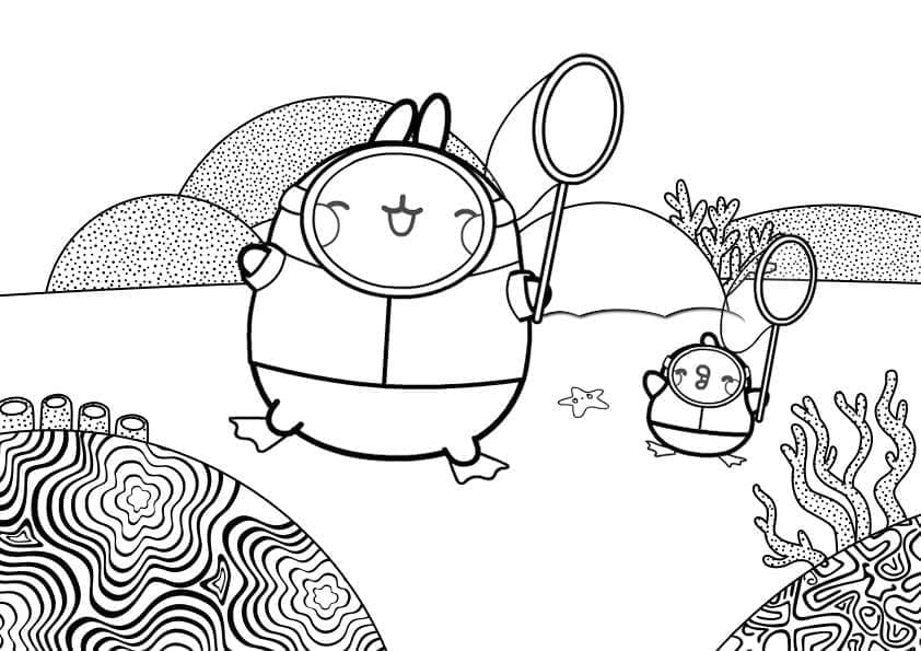 Desenho de Molang Feliz para Colorir