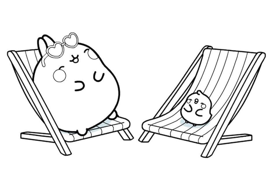 Desenho de Molang Relaxante para Colorir