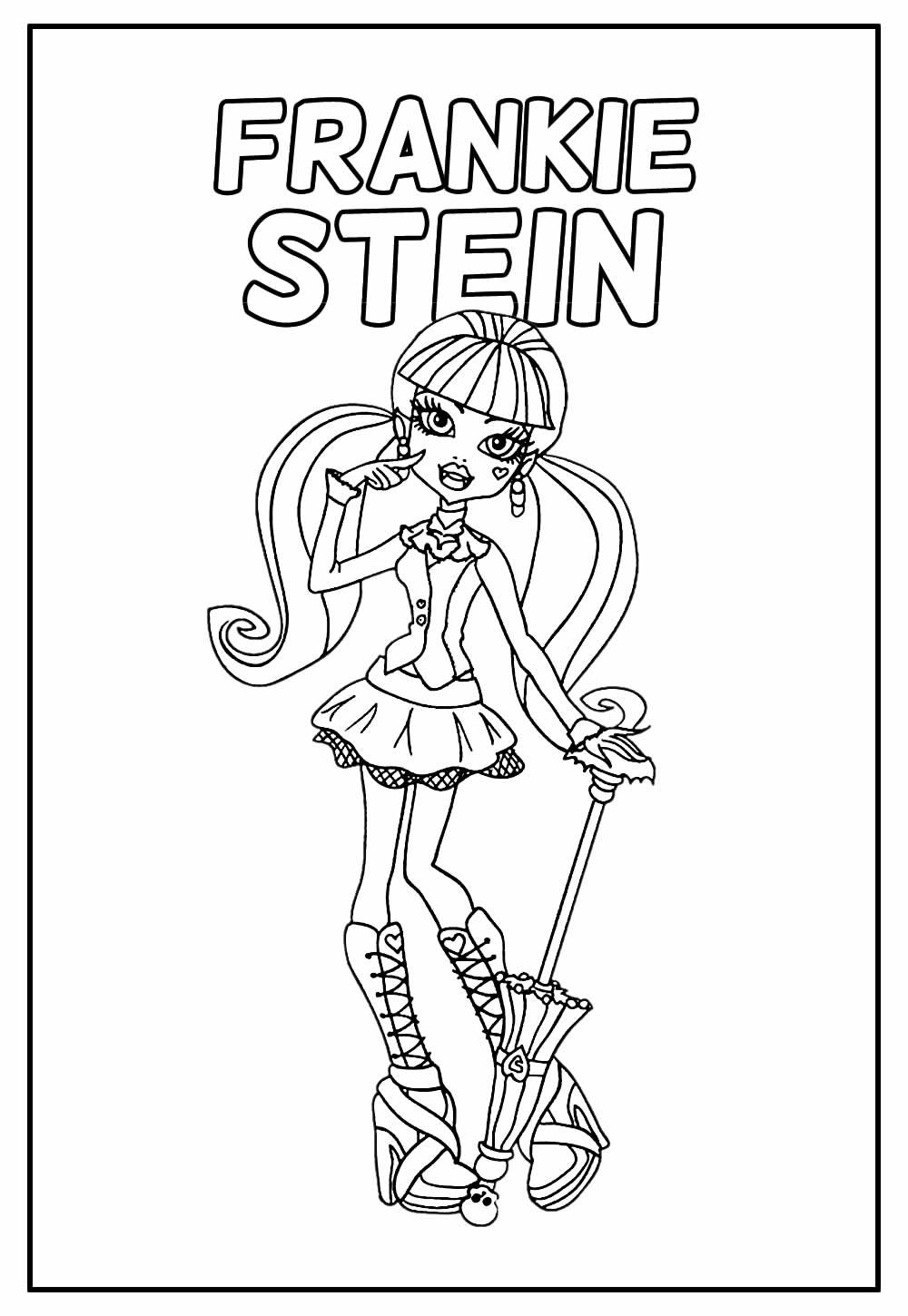 Desenho de Monster High Frankie Stein Assustadora para Imprimir