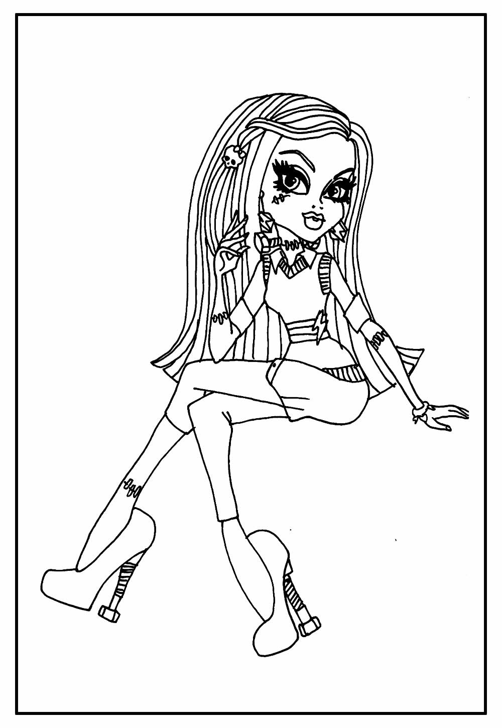 Desenho de Monster High Frankie Stein Bonita para Colorir Pdf