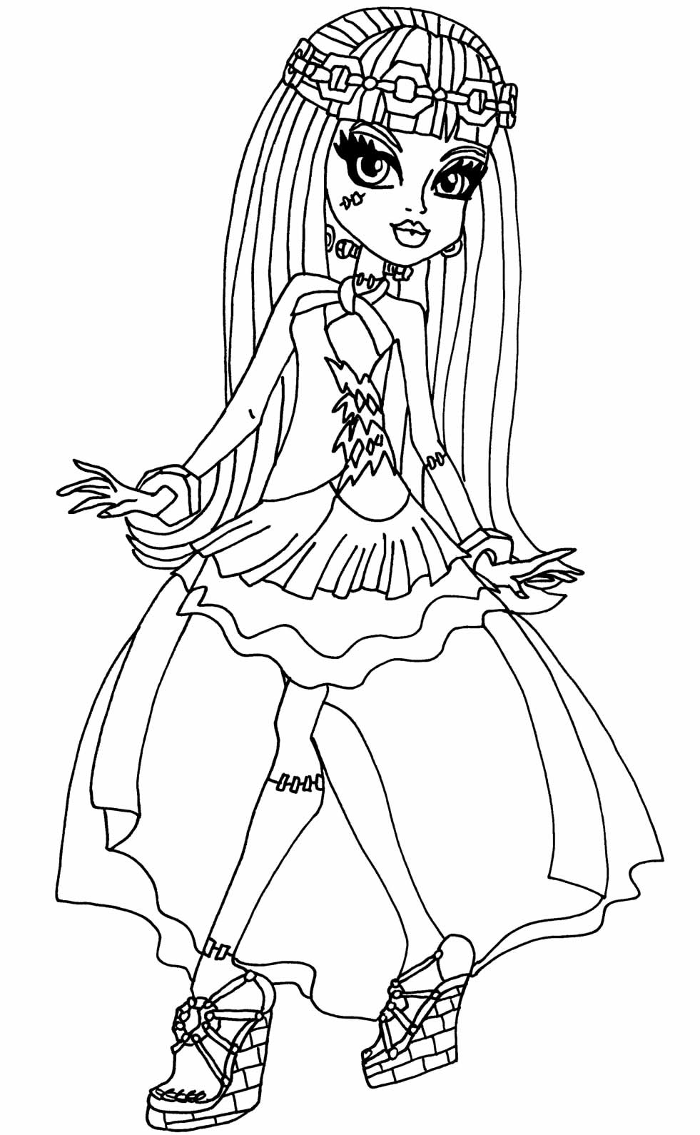 Desenho de Monster High Frankie Stein Clássica para Colorir