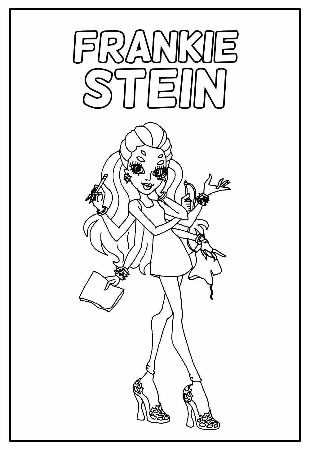 Desenho de Monster High Frankie Stein Estilosa para Colorir Pdf
