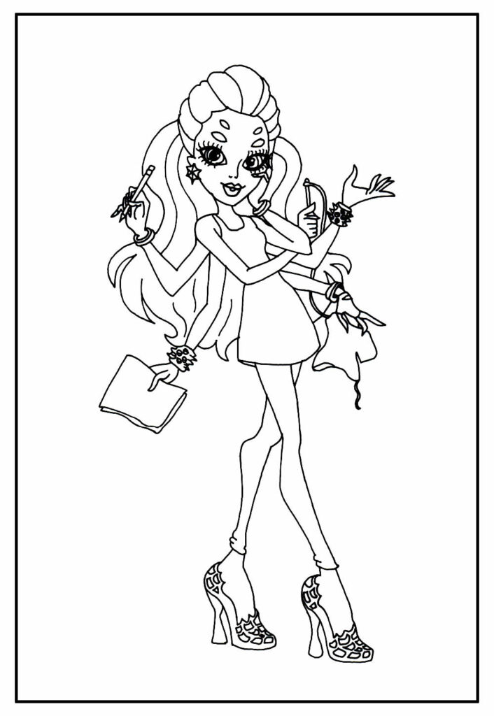 Desenho de Monster High Frankie Stein Fashion para Colorir
