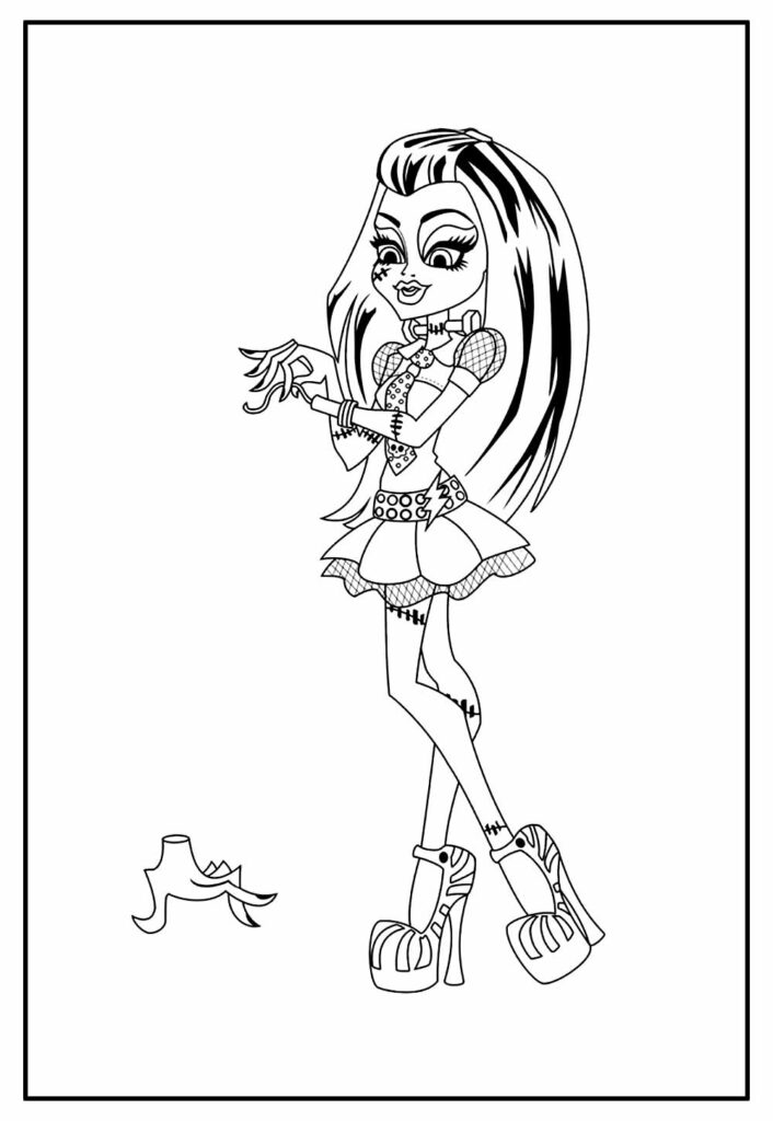 Desenho de Monster High Frankie Stein Fofa para Colorir Pdf