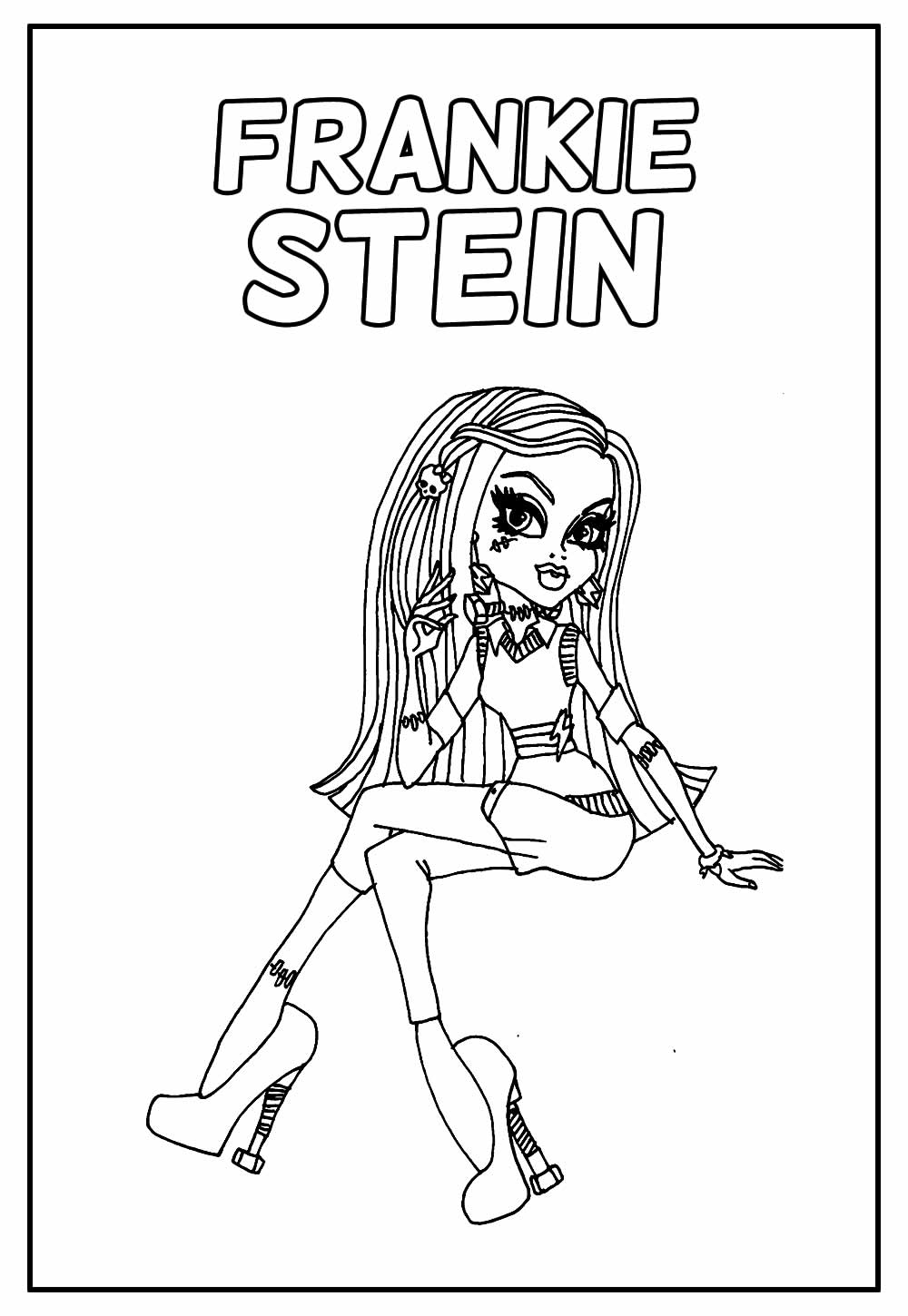 Desenho de Monster High Frankie Stein Infantil para Imprimir
