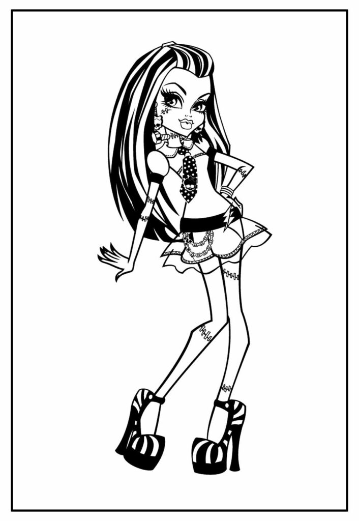 Desenho de Monster High Frankie Stein para Imprimir Lápis de Cor