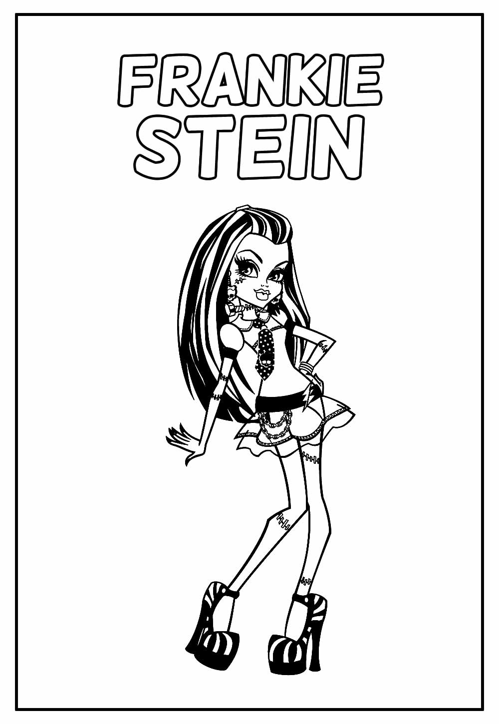 Desenho de Monster High Frankie Stein para Pintar Giz de Cera