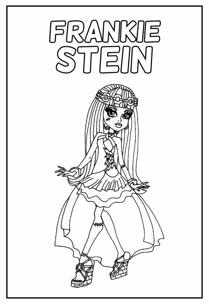 Desenho de Monster High Frankie Stein Sorrindo para Imprimir