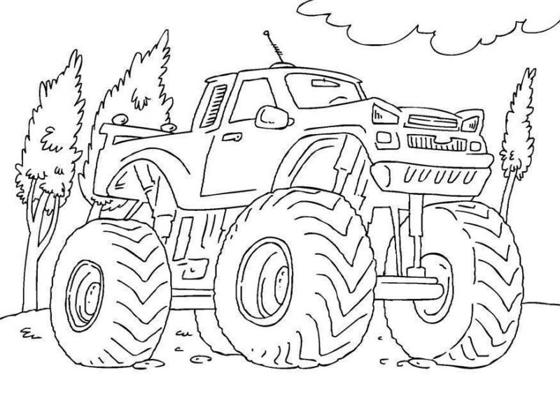 Desenho de Monster Truck Caminhonete para Imprimir e Colorir