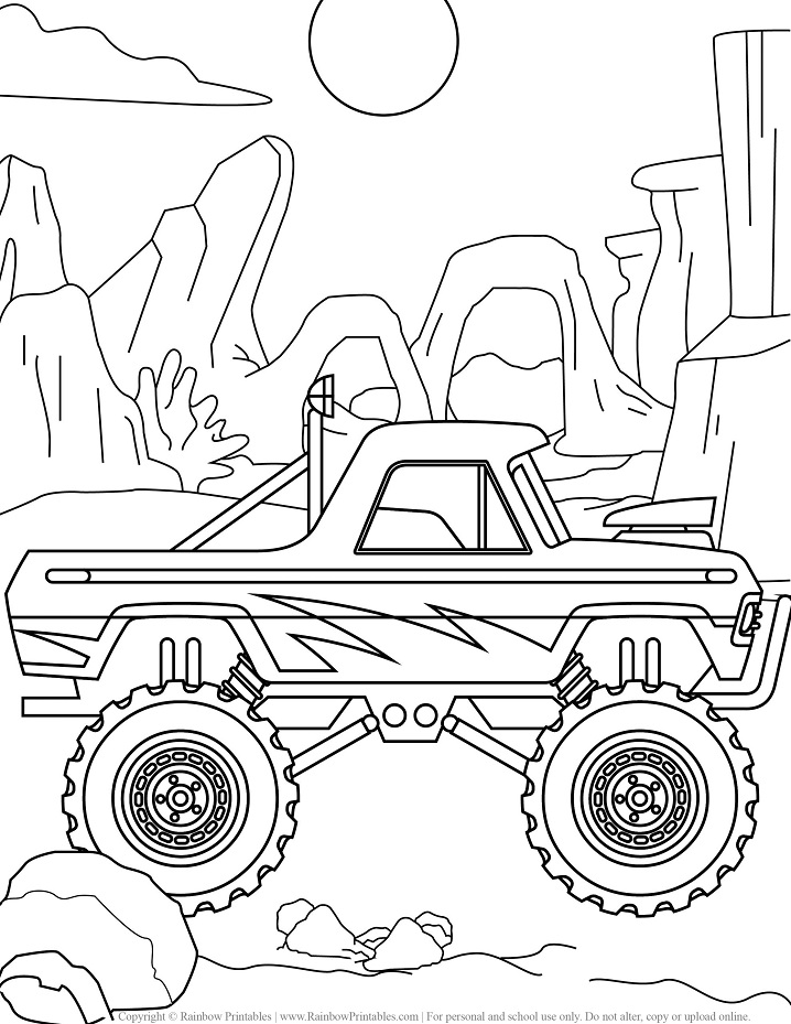 Desenho de Monster Truck Caminhonete para Imprimir Imprimivel