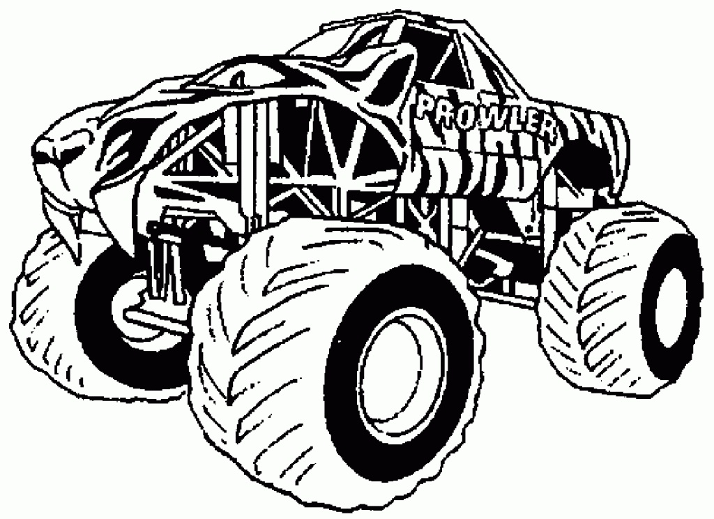 Desenho de Monster Truck Carro para Colorir com Giz de Cera