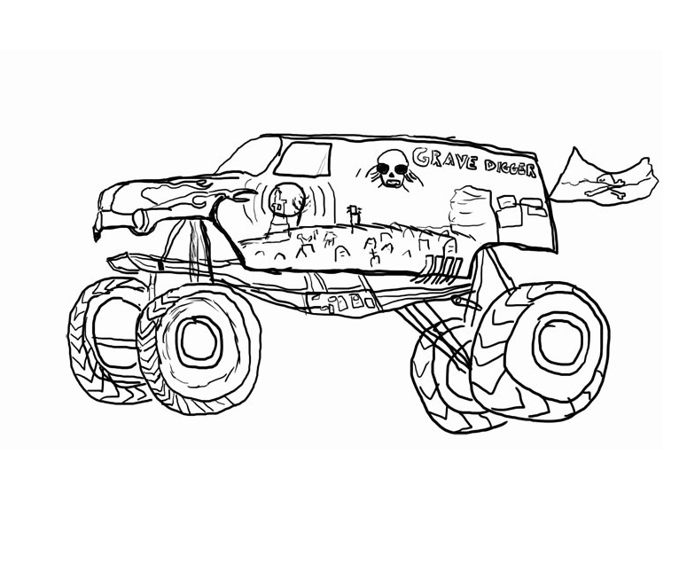 Desenho de Monster Truck Carro para Imprimir Imprimivel