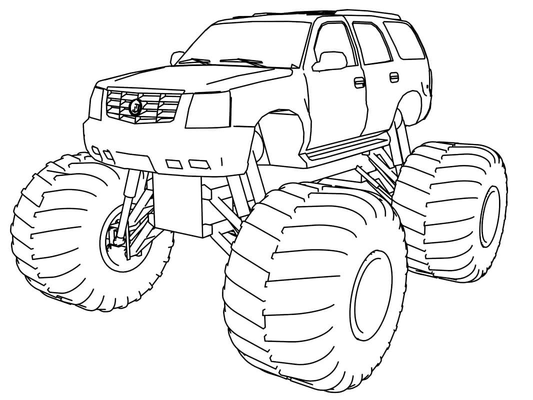 Desenho de Monster Truck Corrida para Colorir com Giz de Cera Pdf