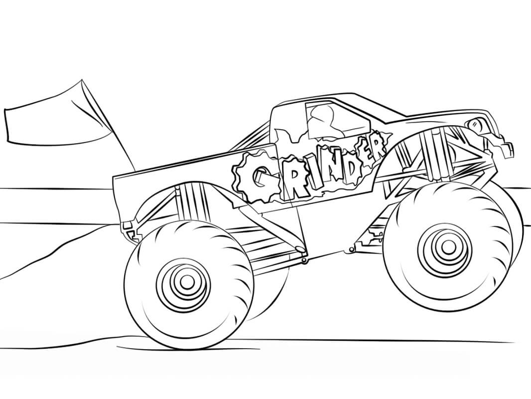 Desenho de Monster Truck Corrida para Colorir com Lápis de Cor Pdf