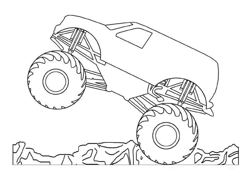 Desenho de Monster Truck Corrida para Colorir Imprimivel
