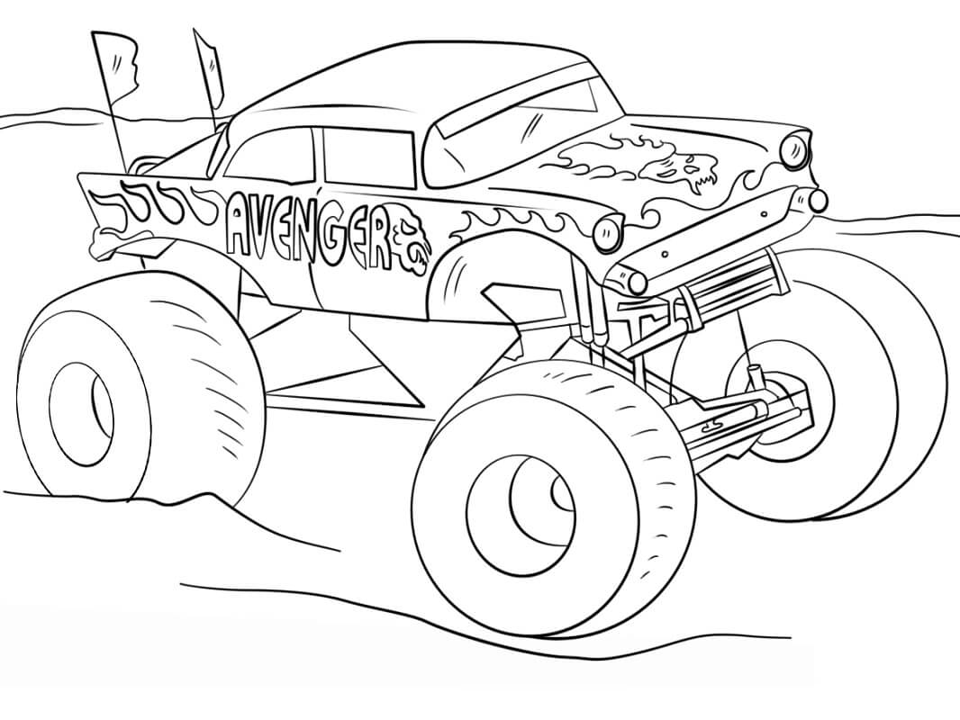 Desenho de Monster Truck Corrida para Imprimir Download