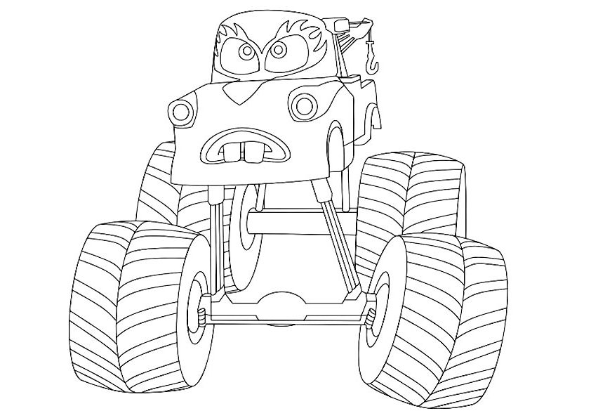 Desenho de Monster Truck Veículo para Colorir Online Pdf