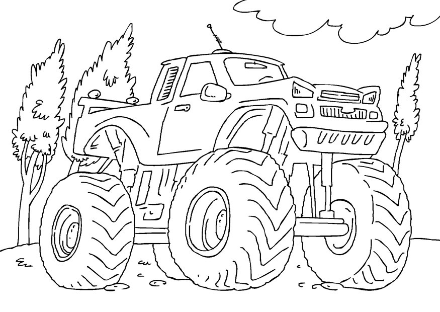 Desenho de Monster Truck Veículo para Colorir Pdf