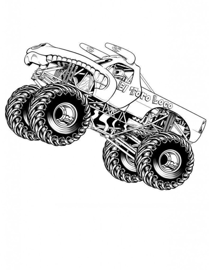 Desenho de Monster Truck Veículo para Imprimir e Colorir