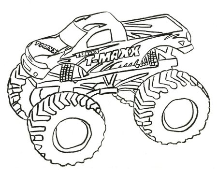 Desenho de Monster Truck veículo para Pintar com lápis de Cor