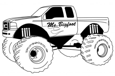 Desenho Imprimível de Carro Monster Truck