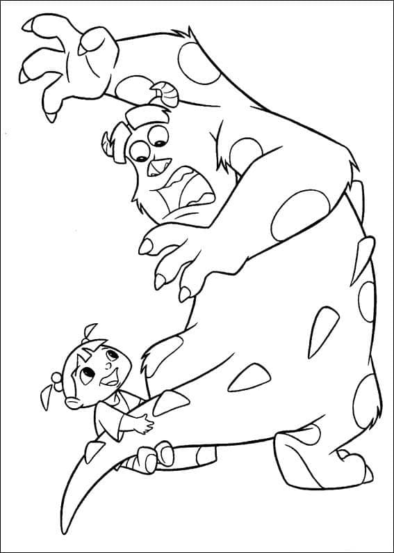 Desenho de Sulley e Boo para Colorir
