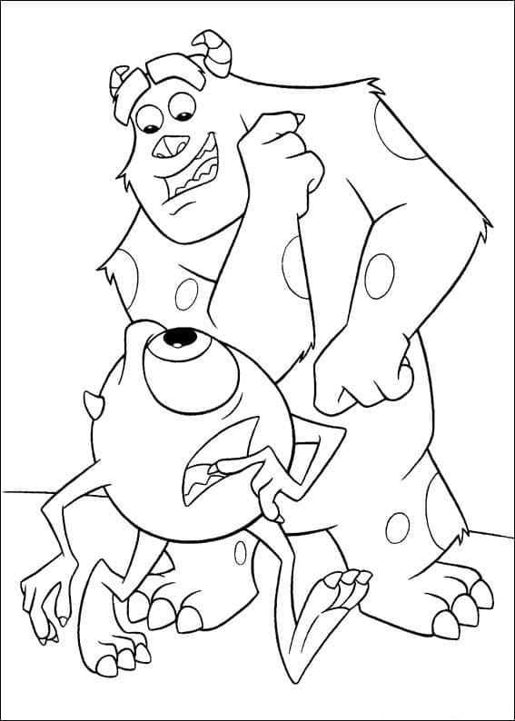 Desenho de Sulley e Mike para Colorir