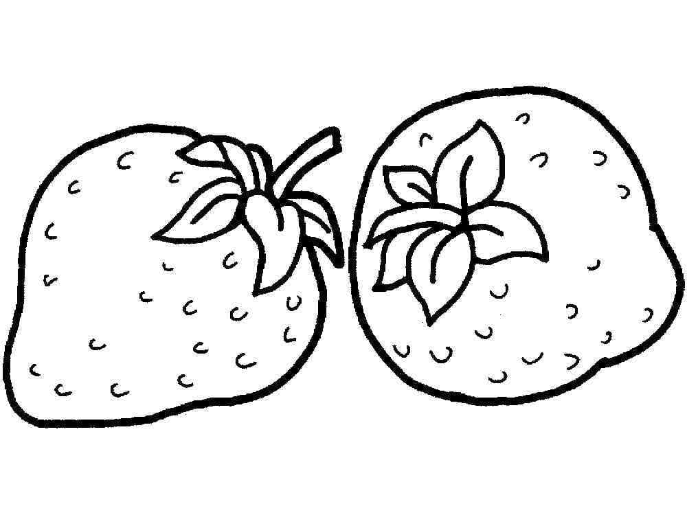 Desenho de Dois Morangos para Colorir