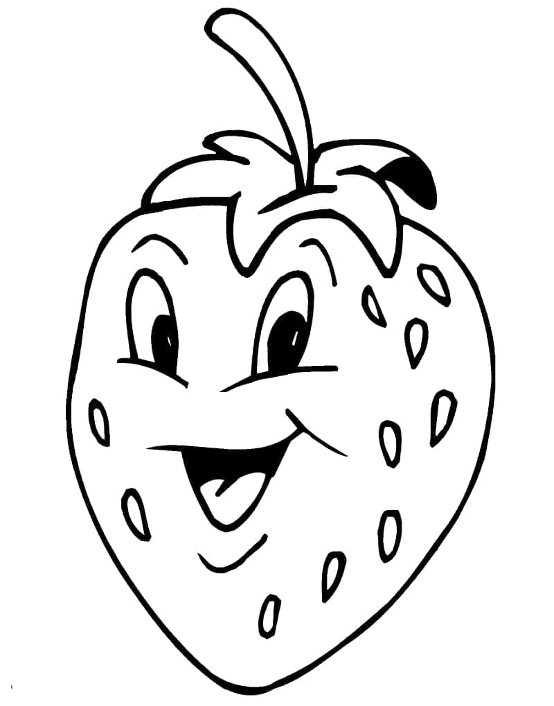 Desenho de Morango Animado para Colorir