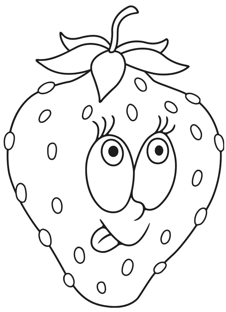 Desenho de Morango Fofo para Colorir