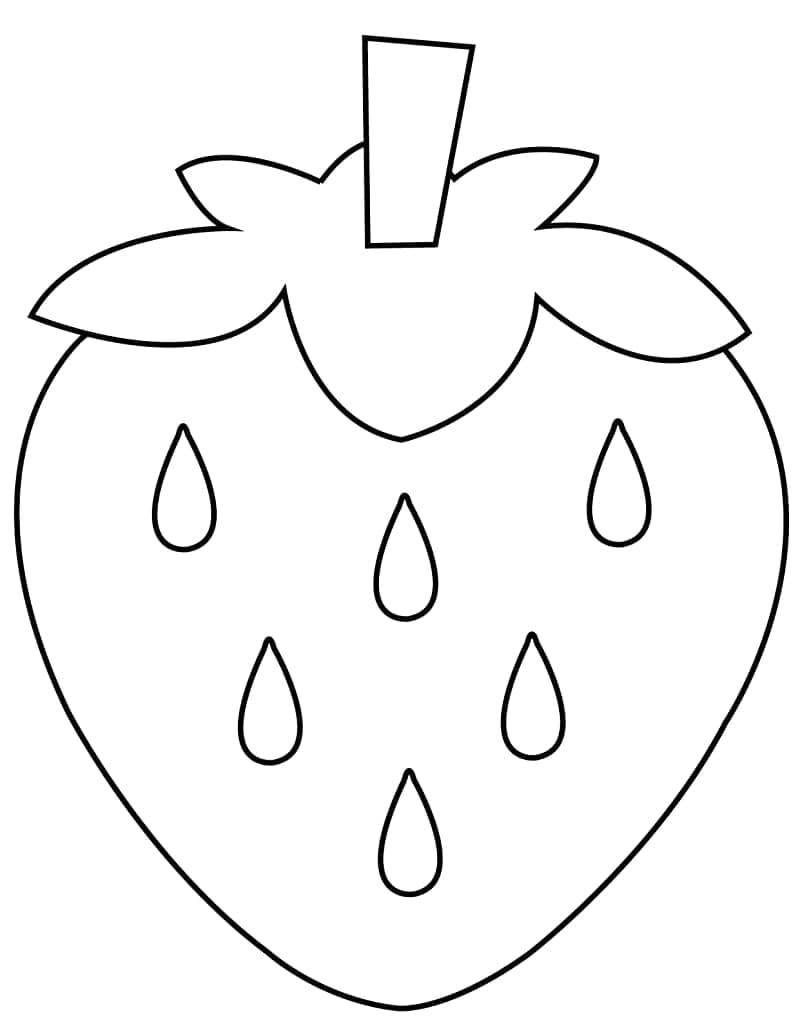 Desenho de Morango Muito Fácil para Colorir