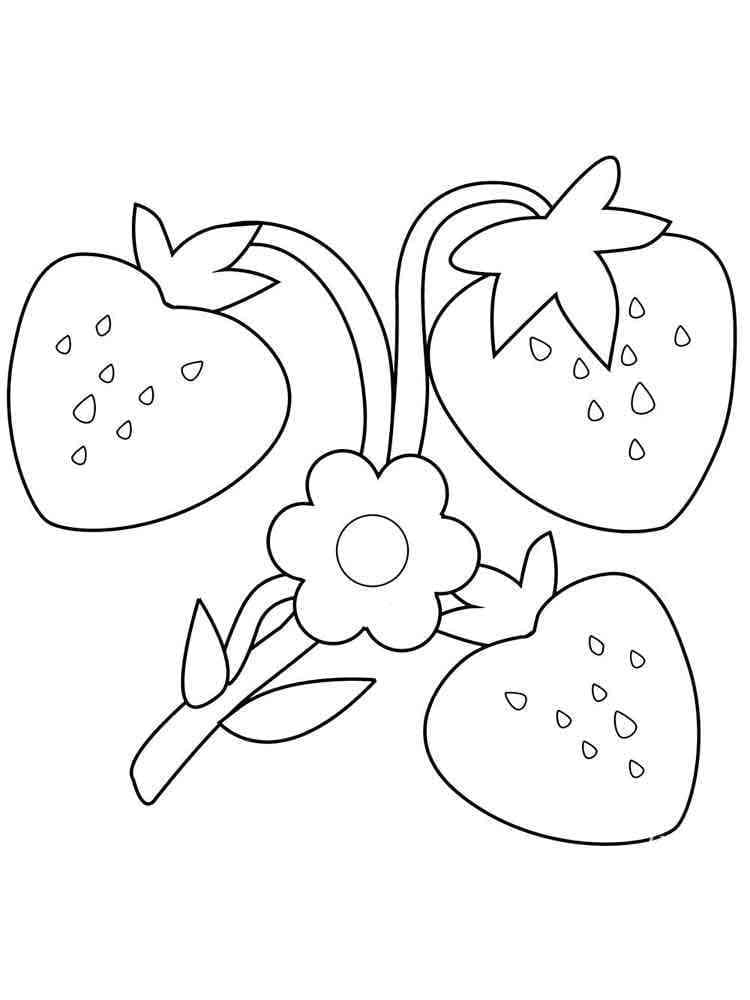 Desenho de Morangos Fáceis para Colorir