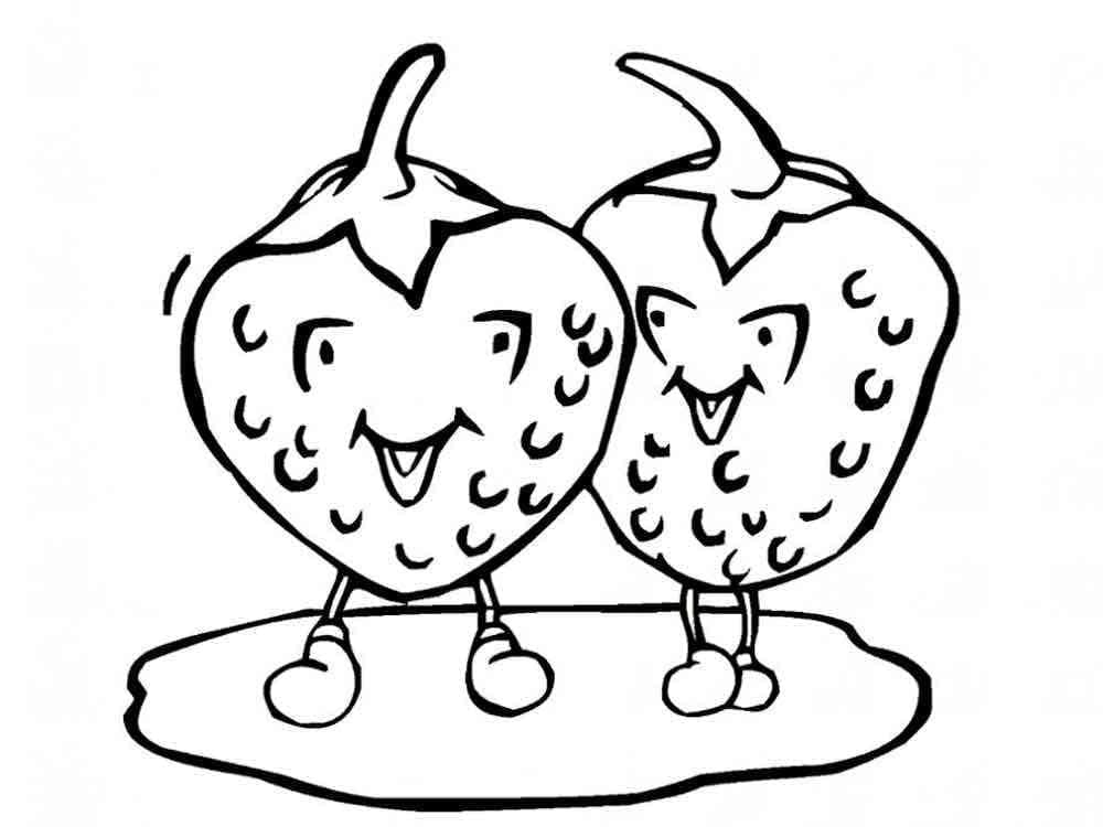 Desenho de Morangos Fofos para Colorir