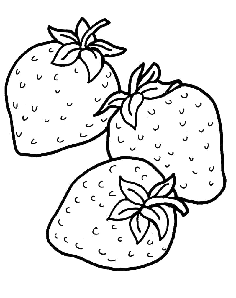 Desenho de Morangos Grátis para Colorir