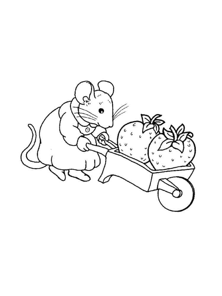 Desenho de Rato e Morangos para Colorir