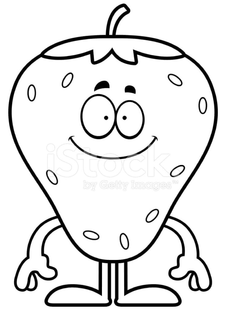 Desenho de um Morango Animado para Colorir