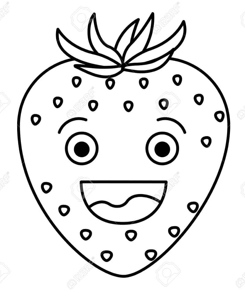 Desenho de um Morango Fofo para Colorir
