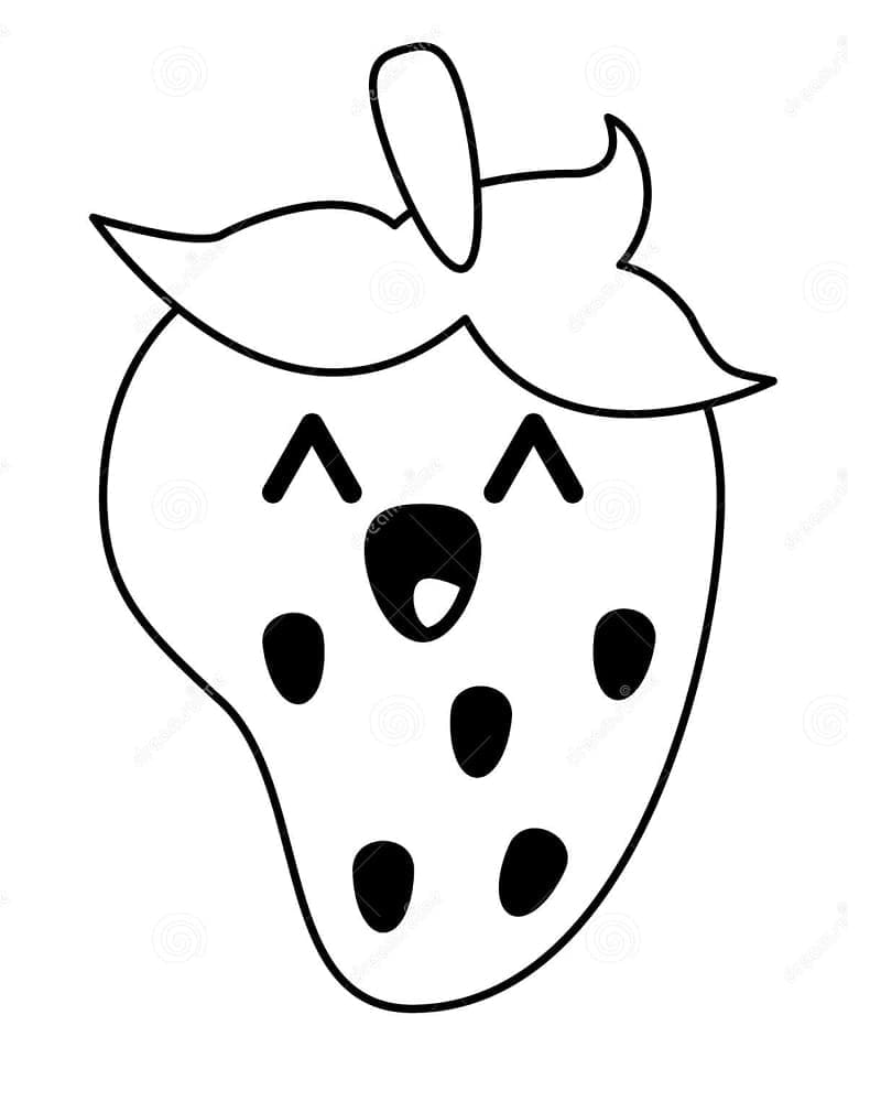 Desenho de um Morango Muito Fofo para Colorir