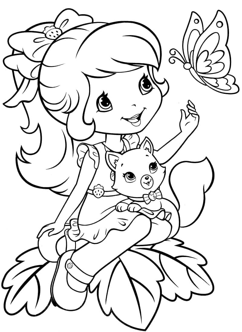 Desenho de Moranguinho Sorridente para Colorir