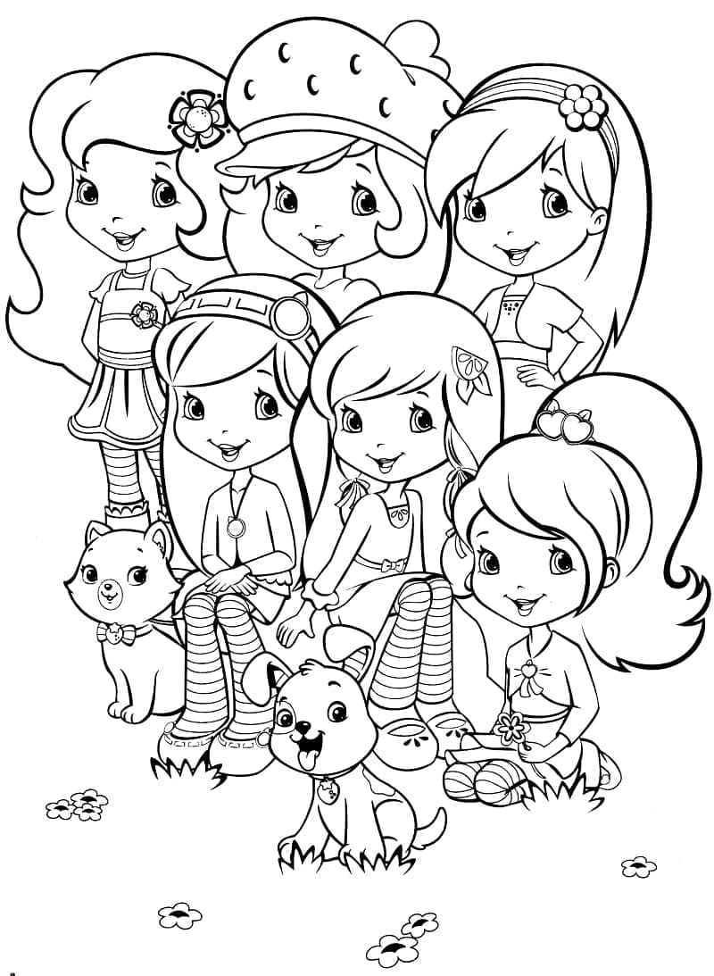 Desenho de Moranguinho e Amigas para Colorir