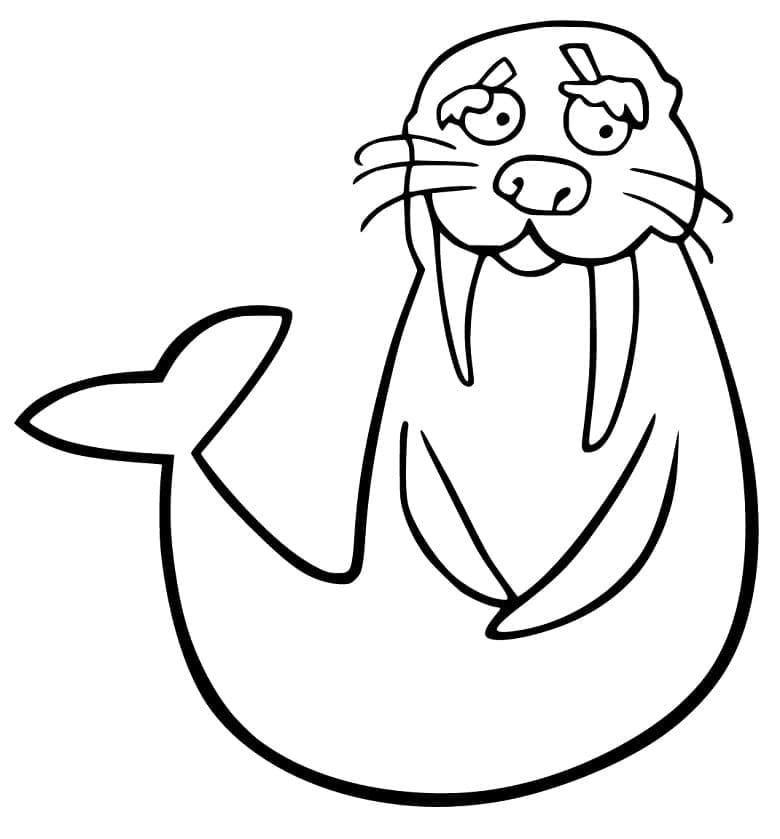 Desenho de Morsa de Desenho Animado para Colorir