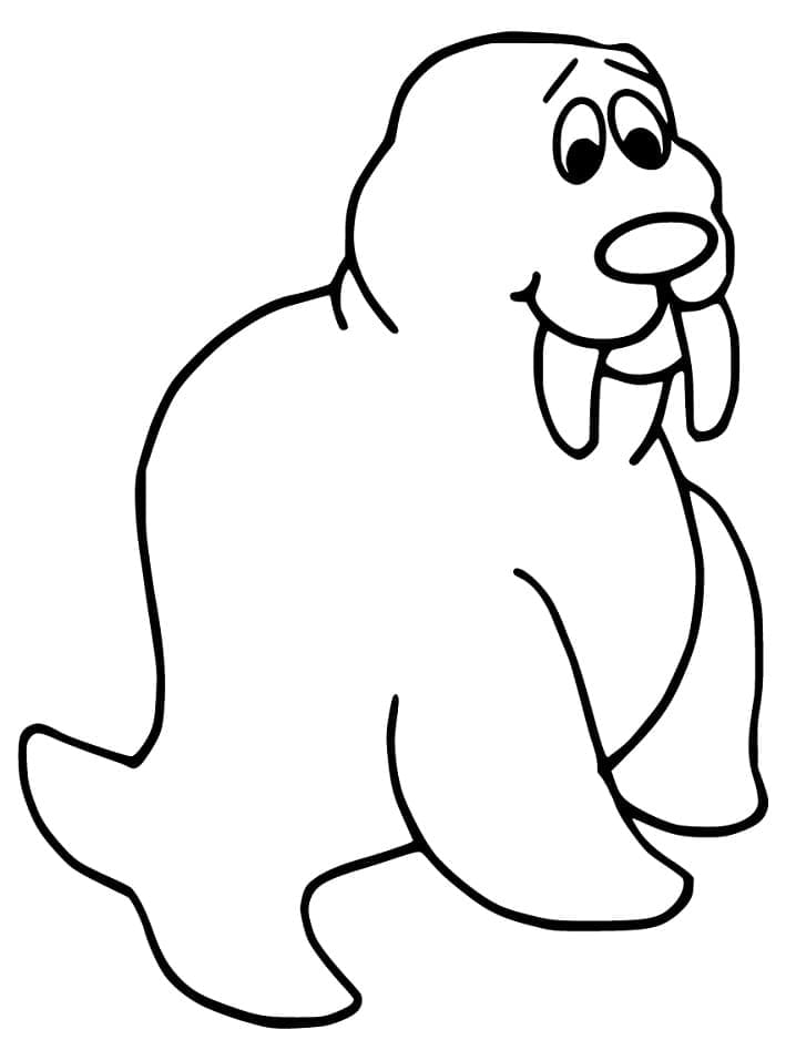 Desenho de Morsa Sorrindo para Colorir
