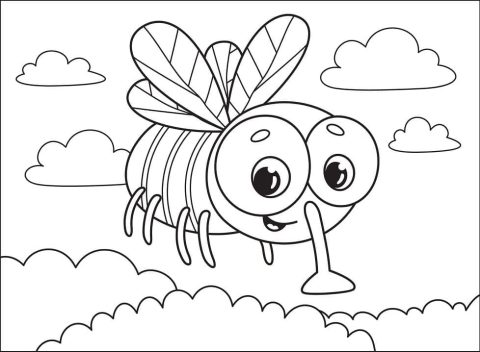 Desenho de Uma Mosca Fofa para Colorir