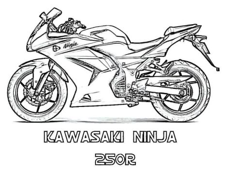 Desenho de Kawasaki Ninja 250r para Colorir