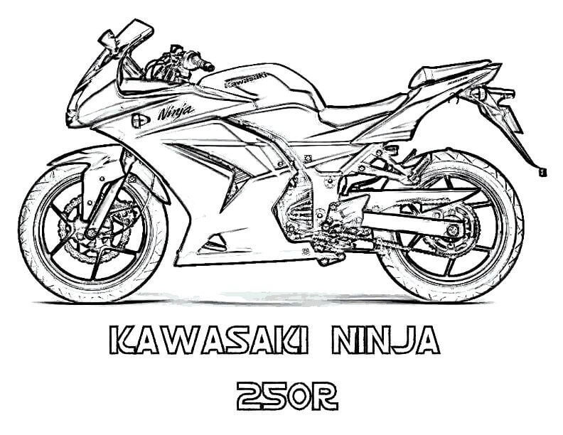 Desenho de Kawasaki Ninja 250R para Colorir