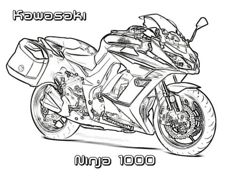 Desenho de Moto Kawasaki Ninja 1000 para Colorir